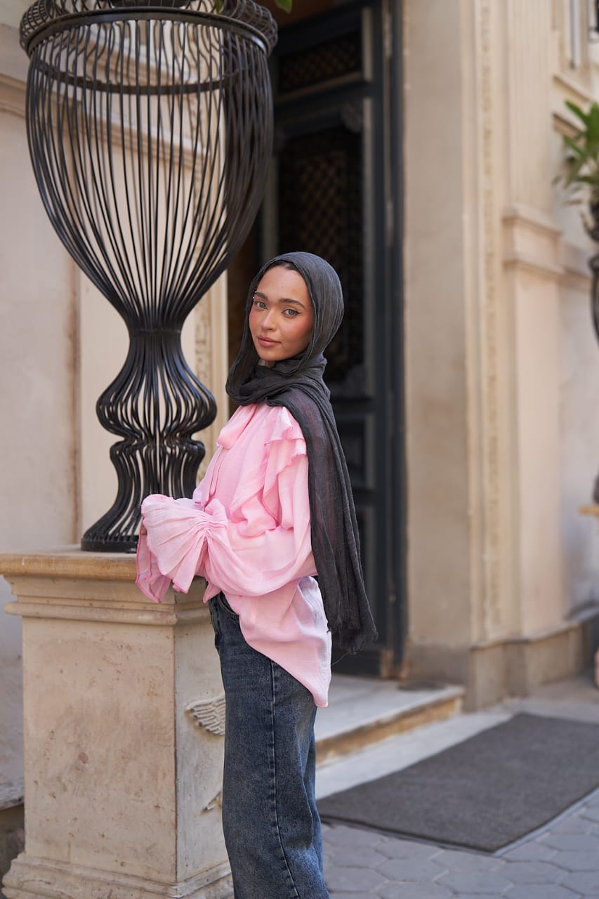 Ruffle Sleeve Pink Blouse