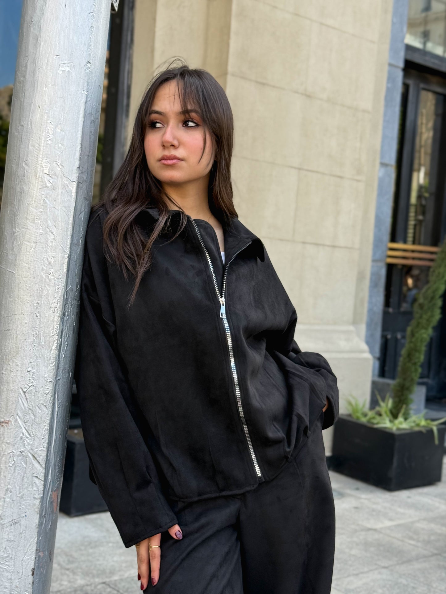 Suede jacket in black