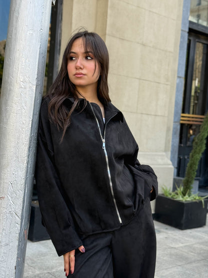 Suede jacket in black
