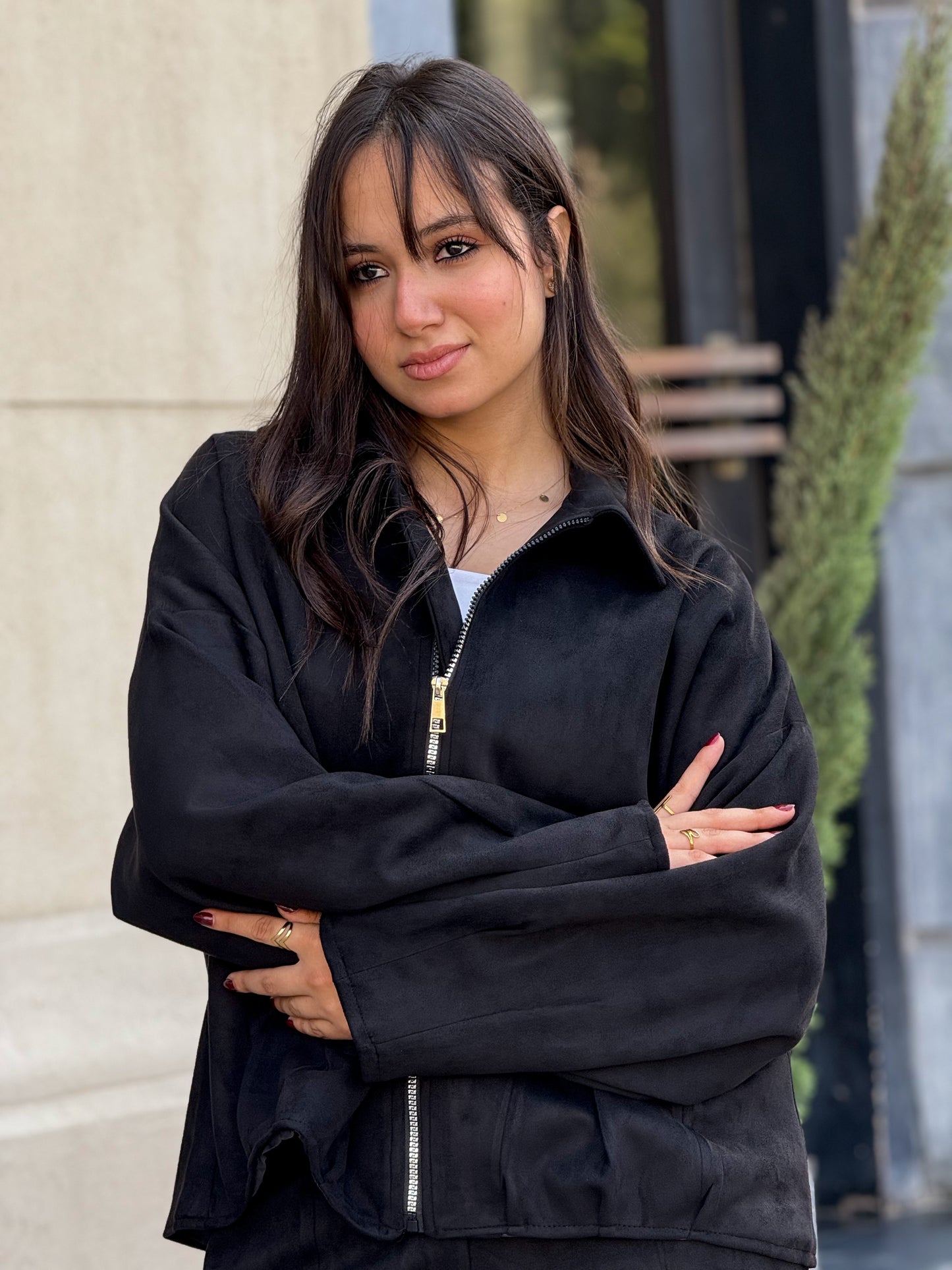 Suede jacket in black