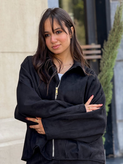 Suede jacket in black