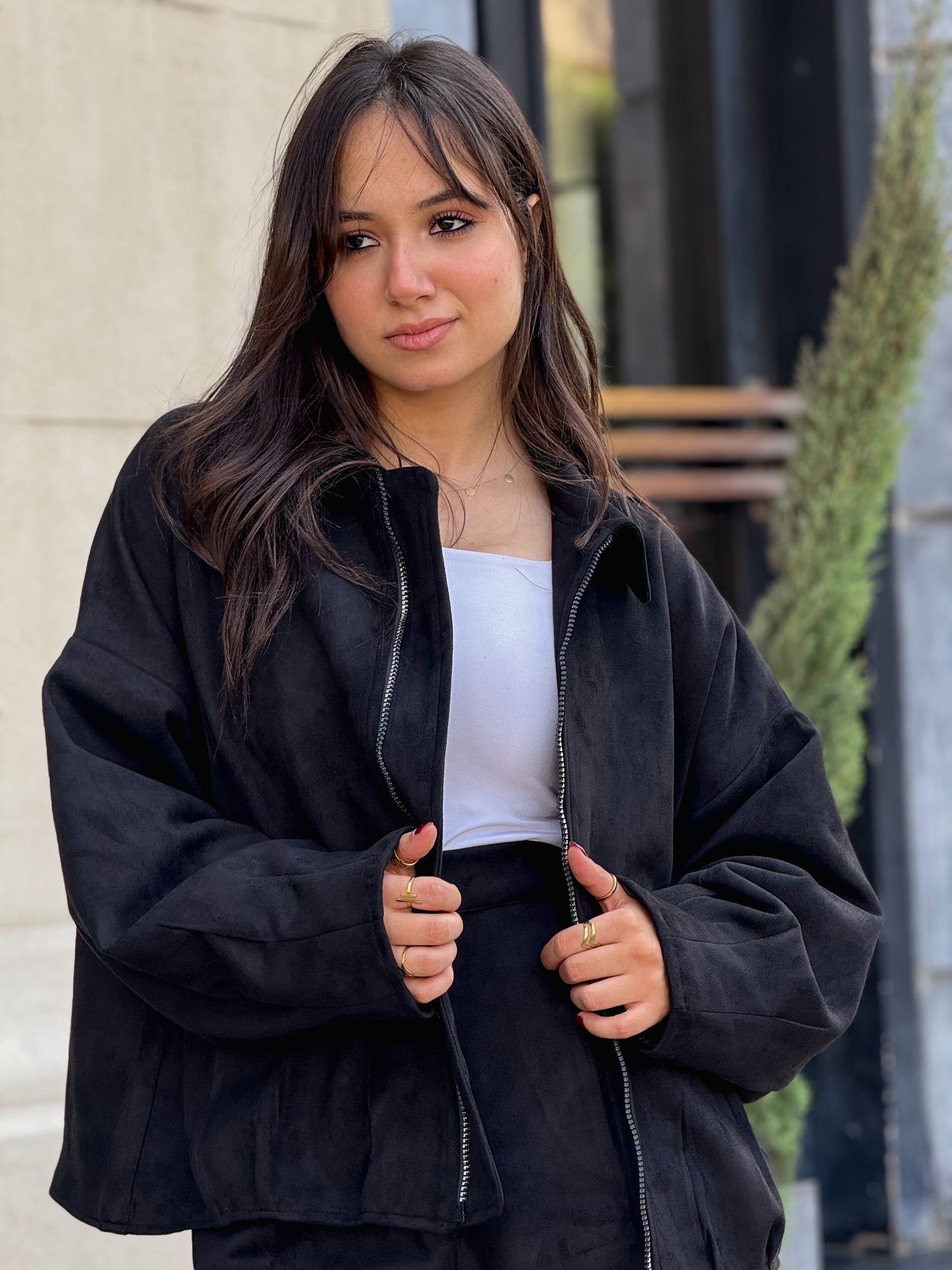 Suede jacket in black