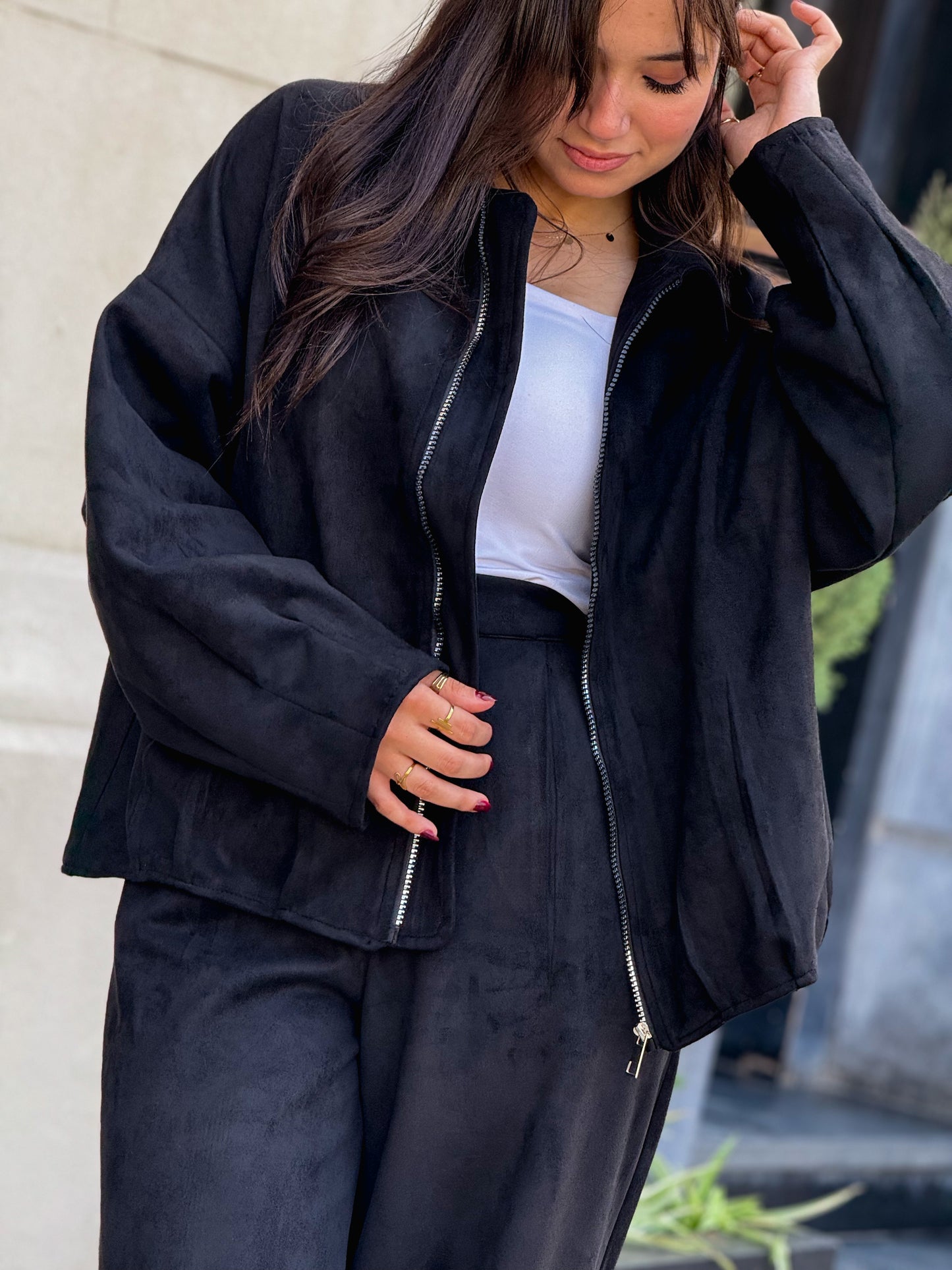 Suede jacket in black