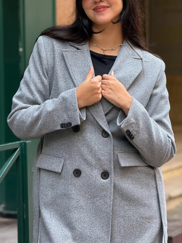 longline smart coat in gray