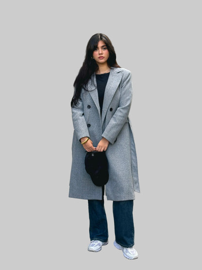 longline smart coat in gray