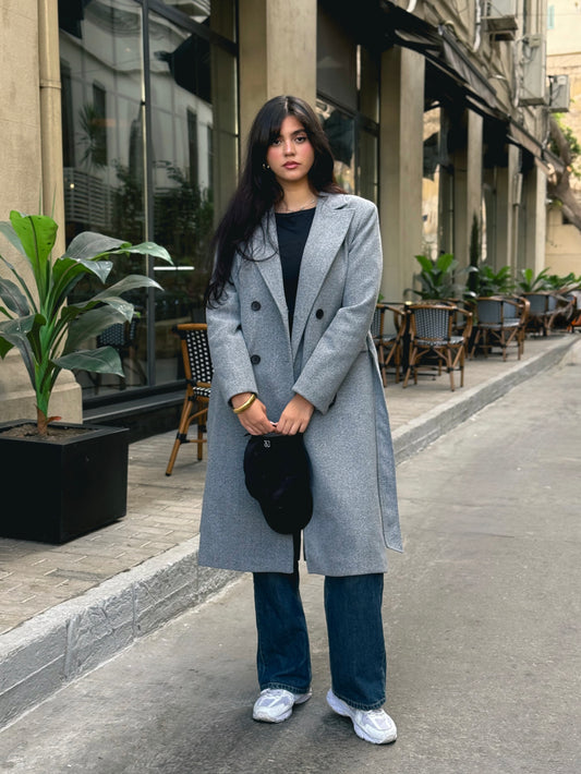 longline smart coat in gray