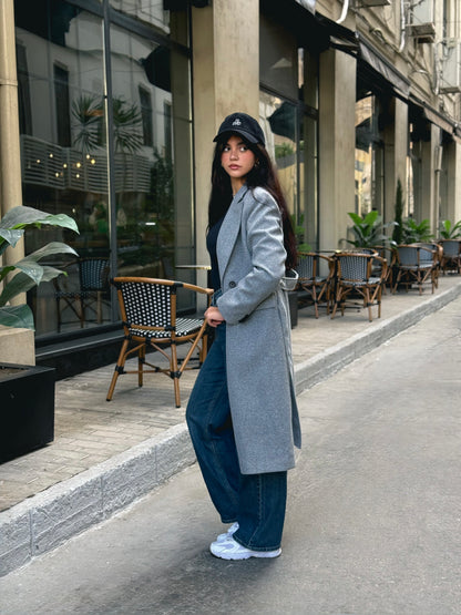 longline smart coat in gray