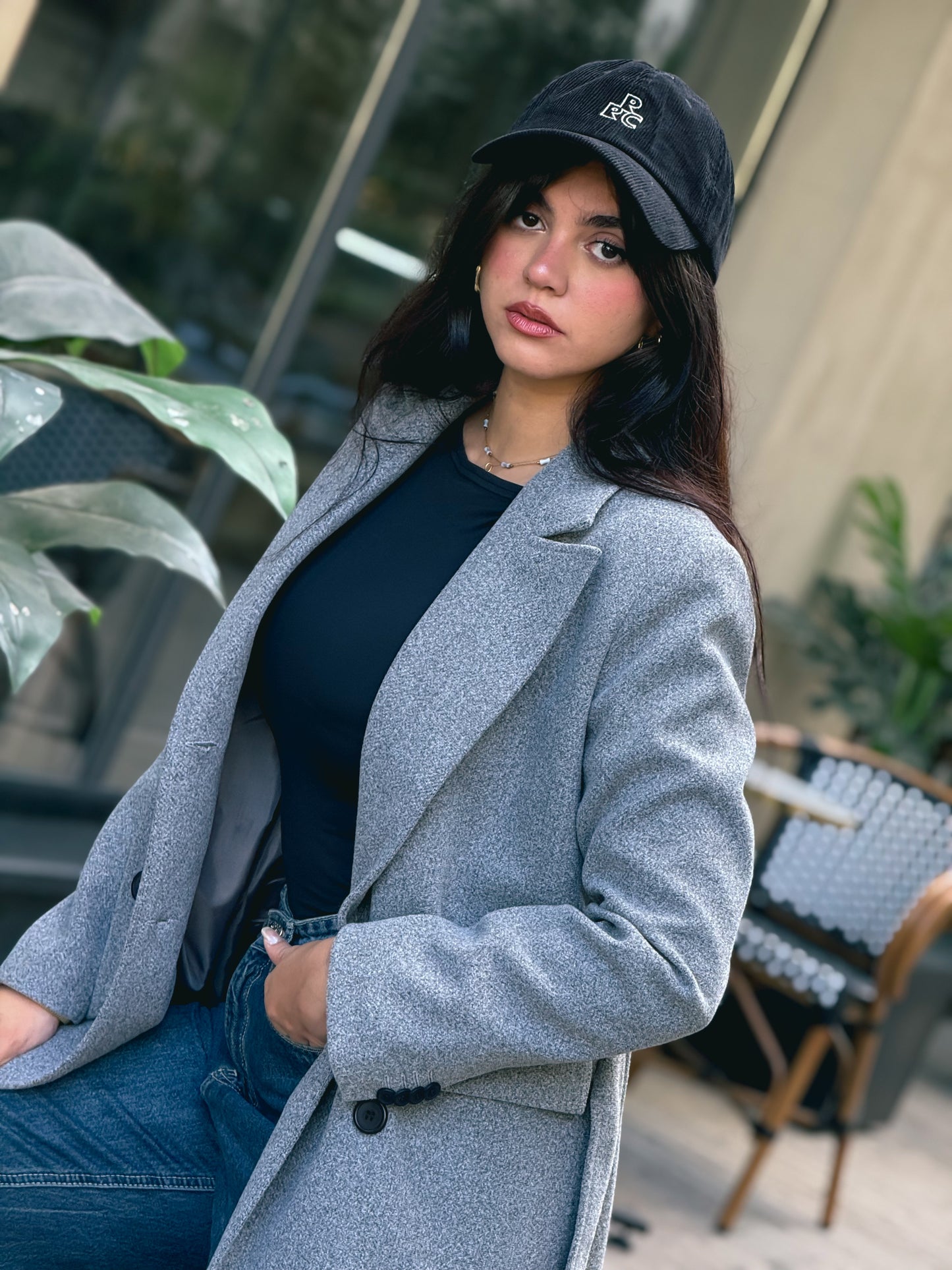 longline smart coat in gray