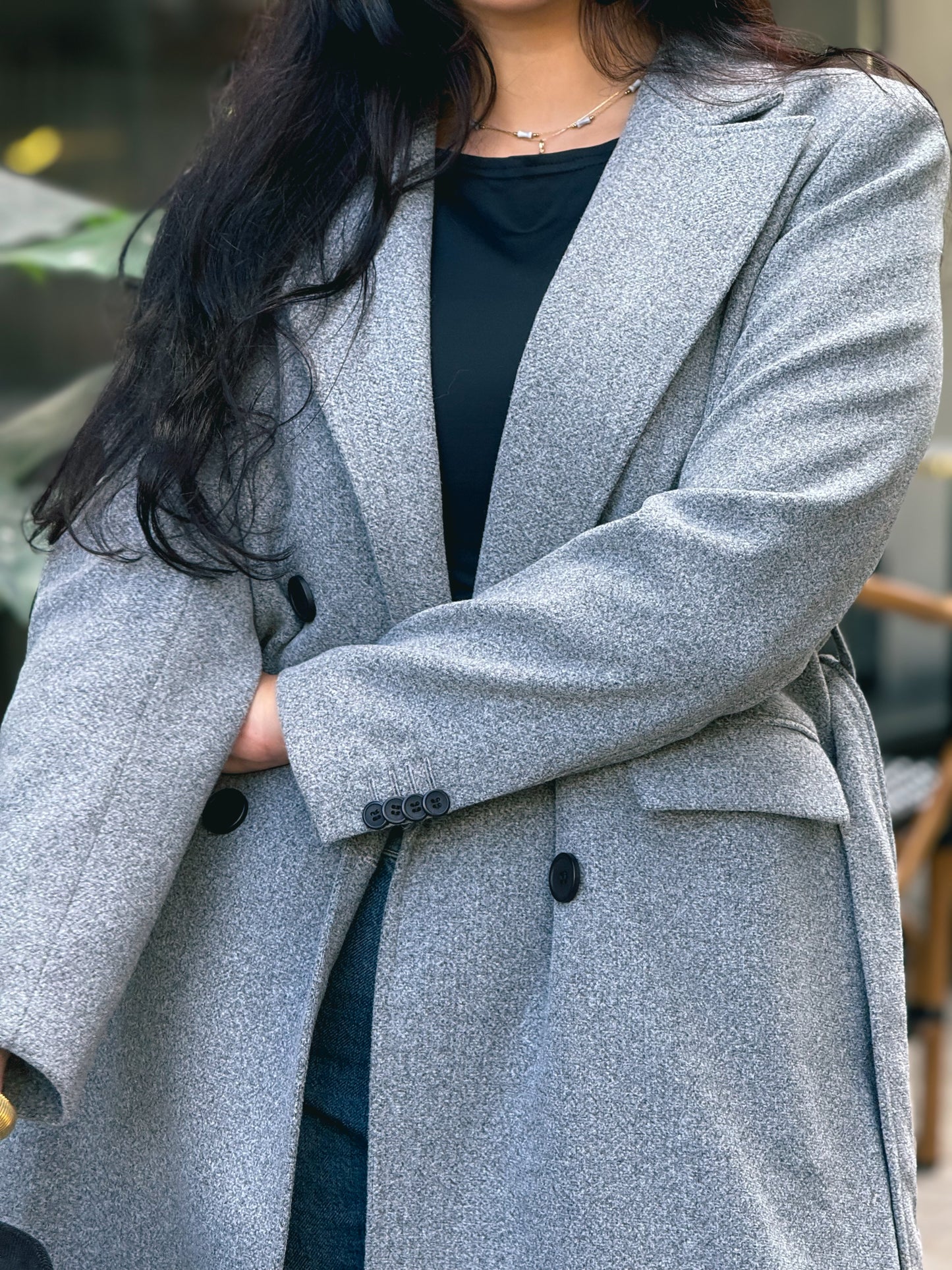 longline smart coat in gray