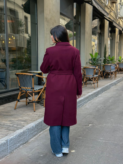 longline smart coat in burgundy