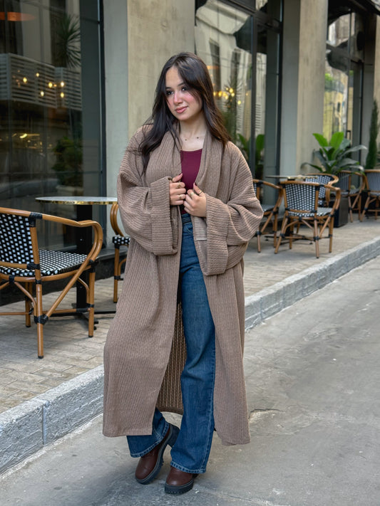 Wool Knitted Cardigan in Beige