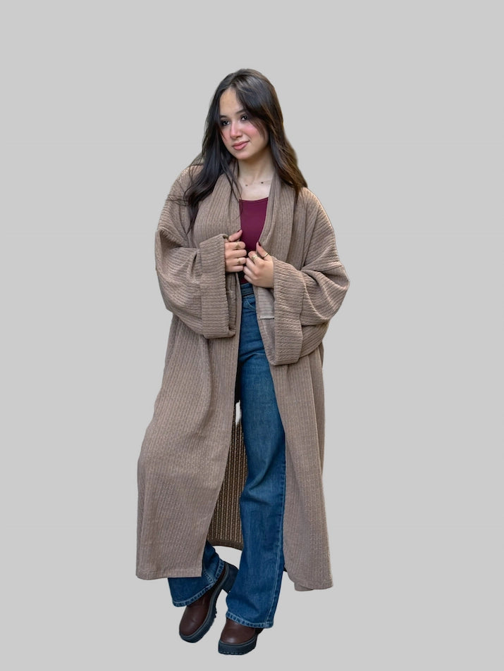 Wool Knitted Cardigan in Beige