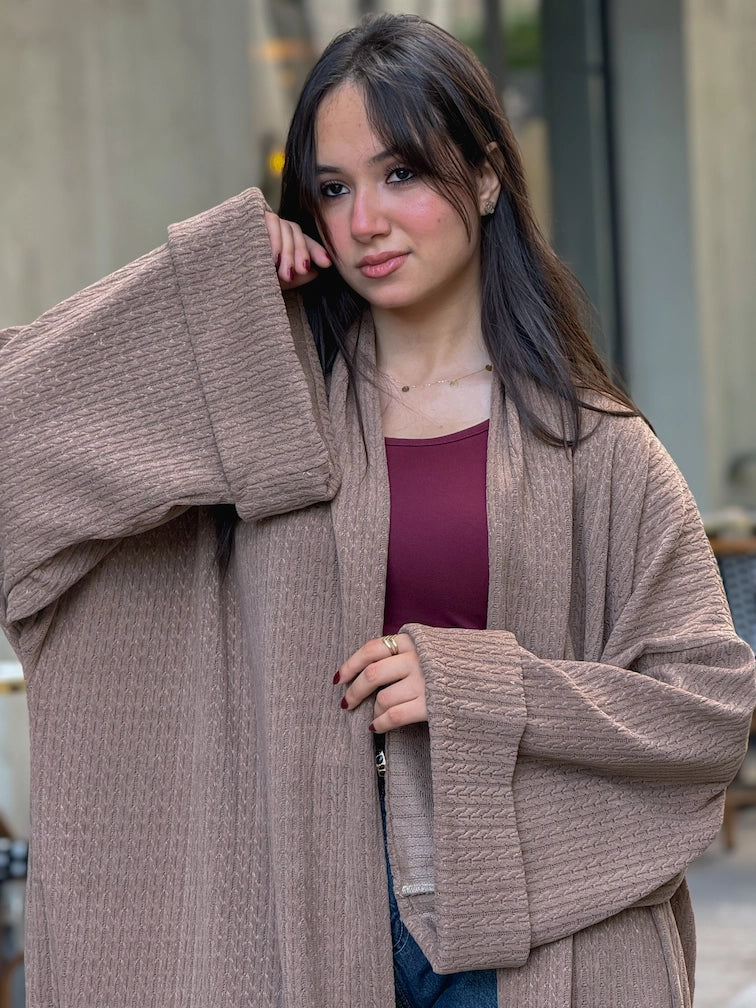 Wool Knitted Cardigan in Beige
