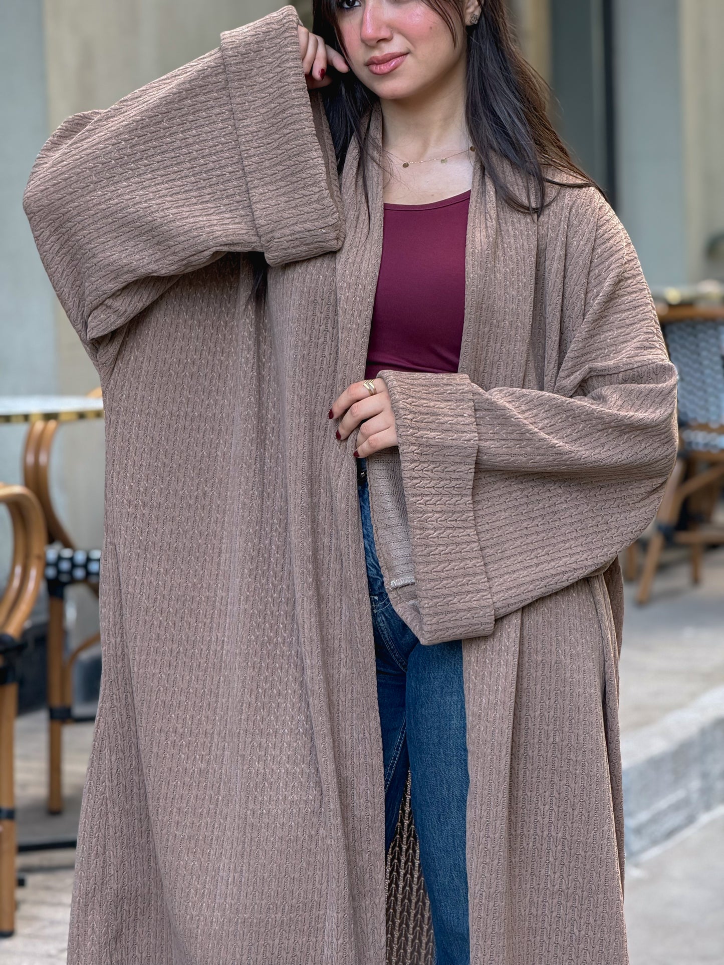 Wool Knitted Cardigan in Beige