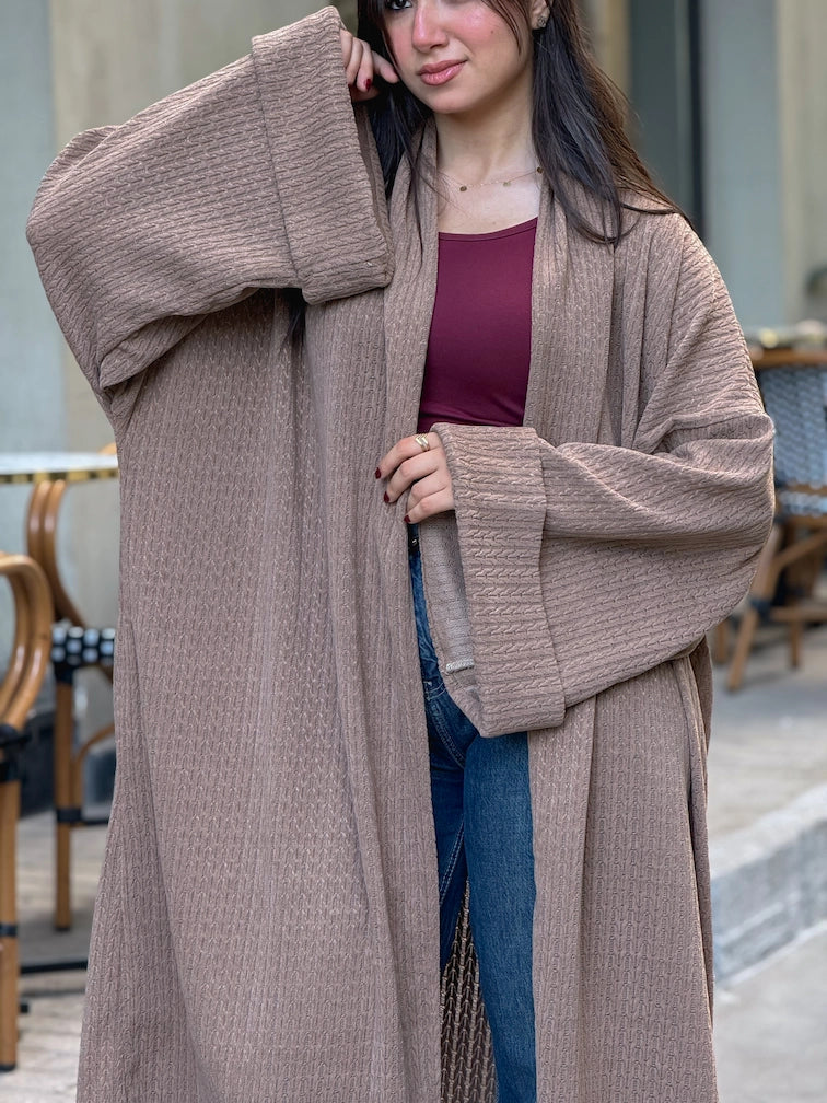 Wool Knitted Cardigan in Beige