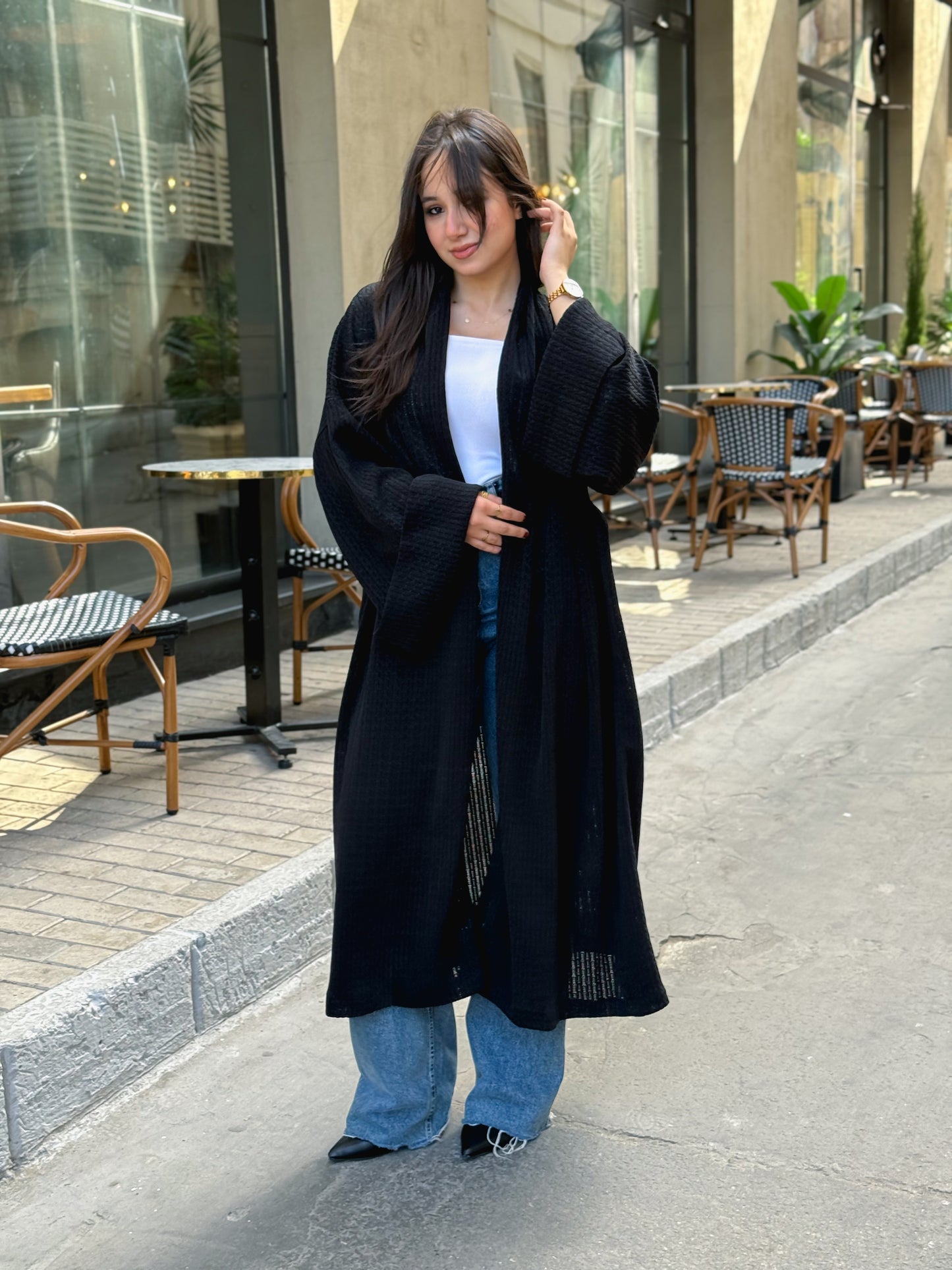 Wool Knitted Cardigan in black