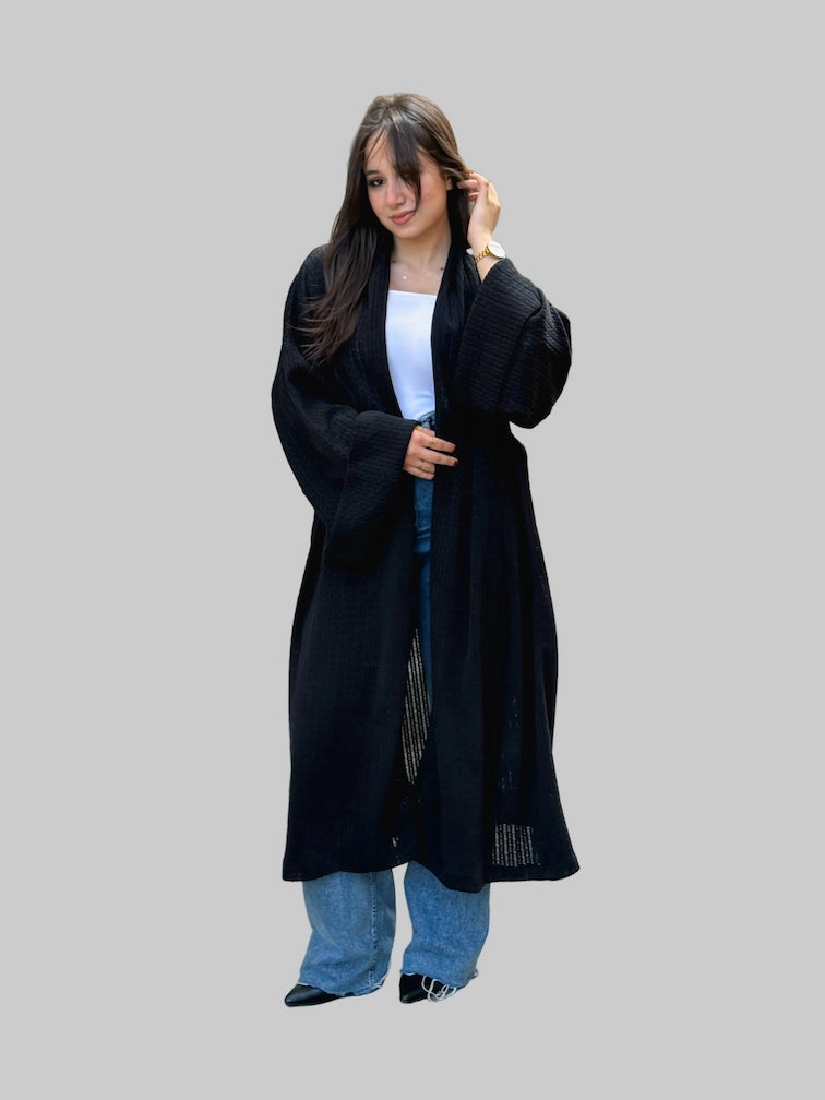 Wool Knitted Cardigan in black