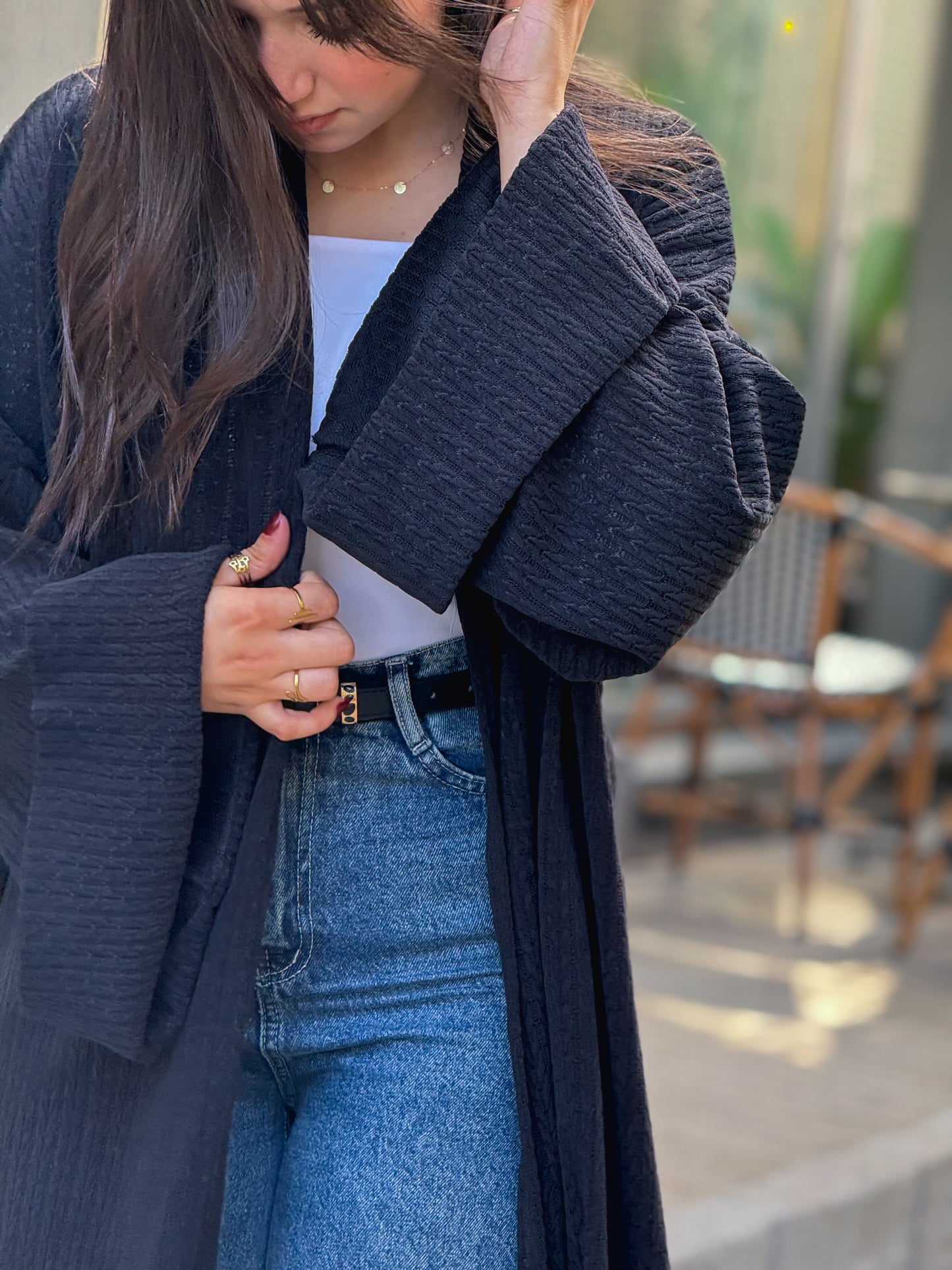 Wool Knitted Cardigan in black