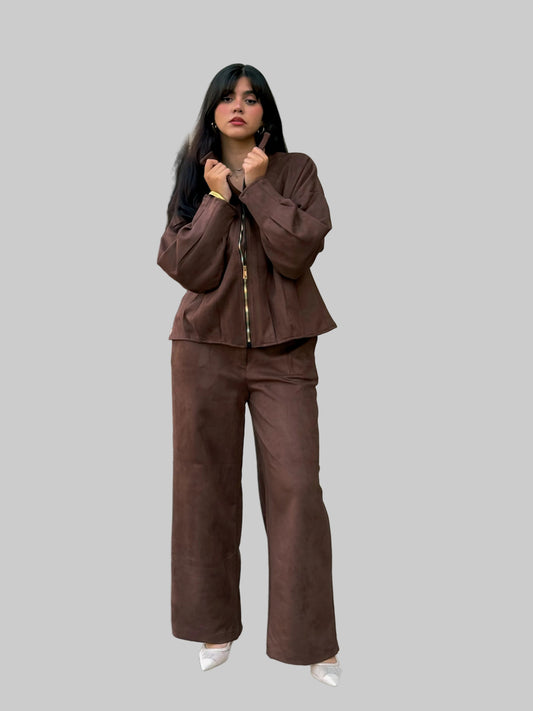 suede set in chocolate