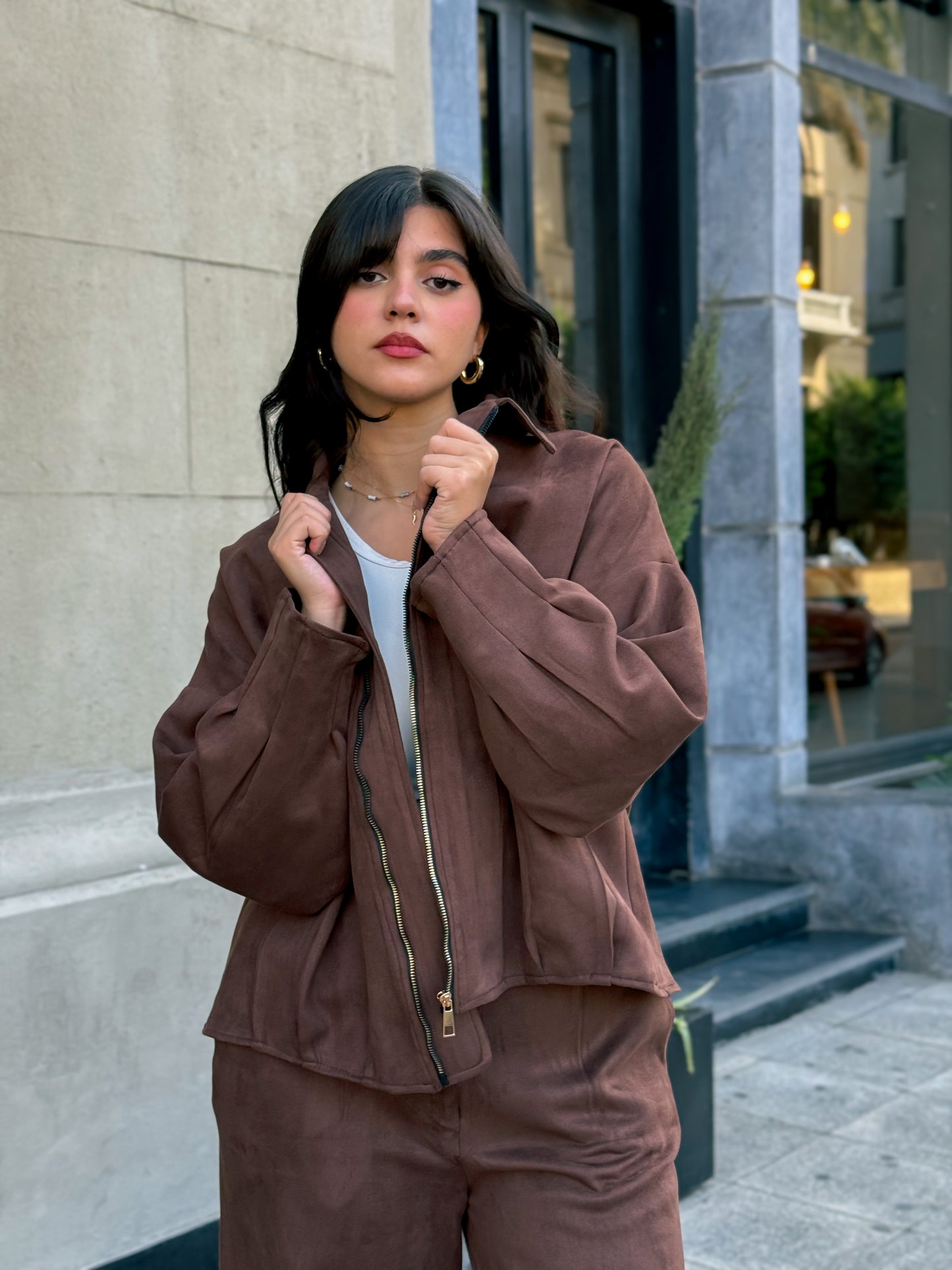 Suede Jacket in chocolate