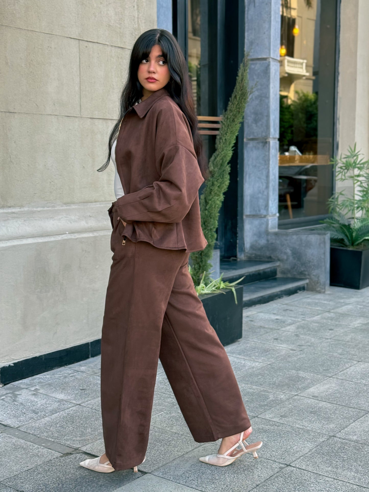 suede set in chocolate