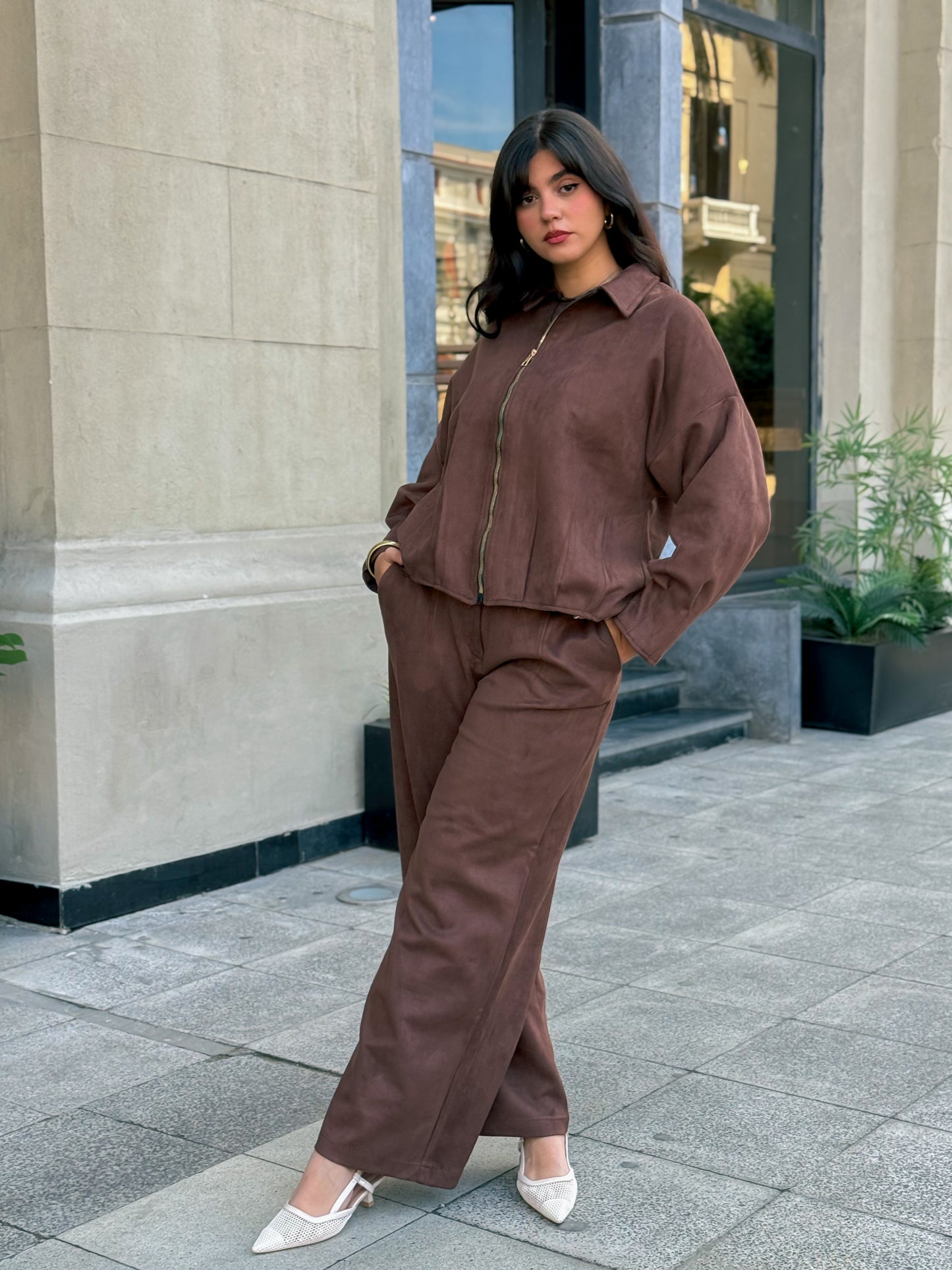 suede set in chocolate