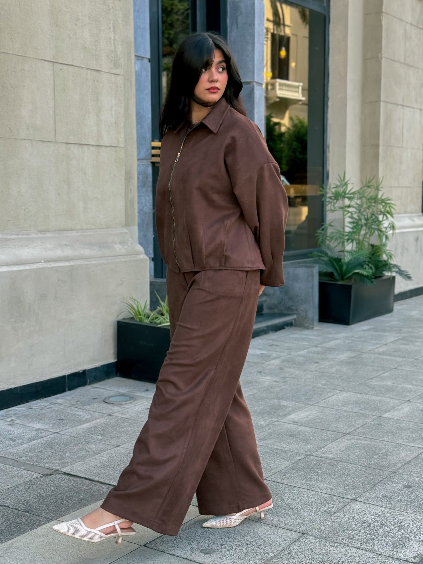 suede set in chocolate