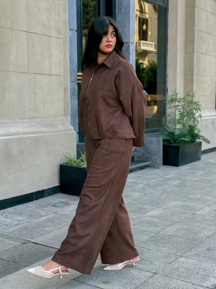 suede set in chocolate