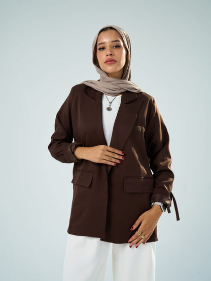 Brown Tie-Waist Blazer