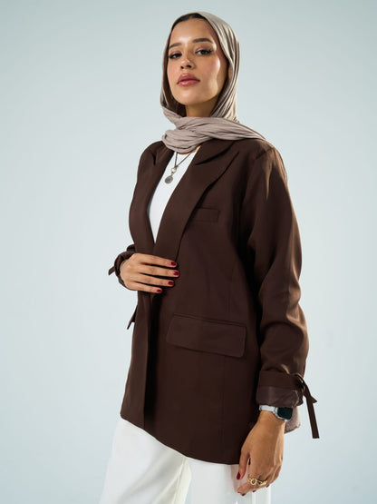 Brown Tie-Waist Blazer