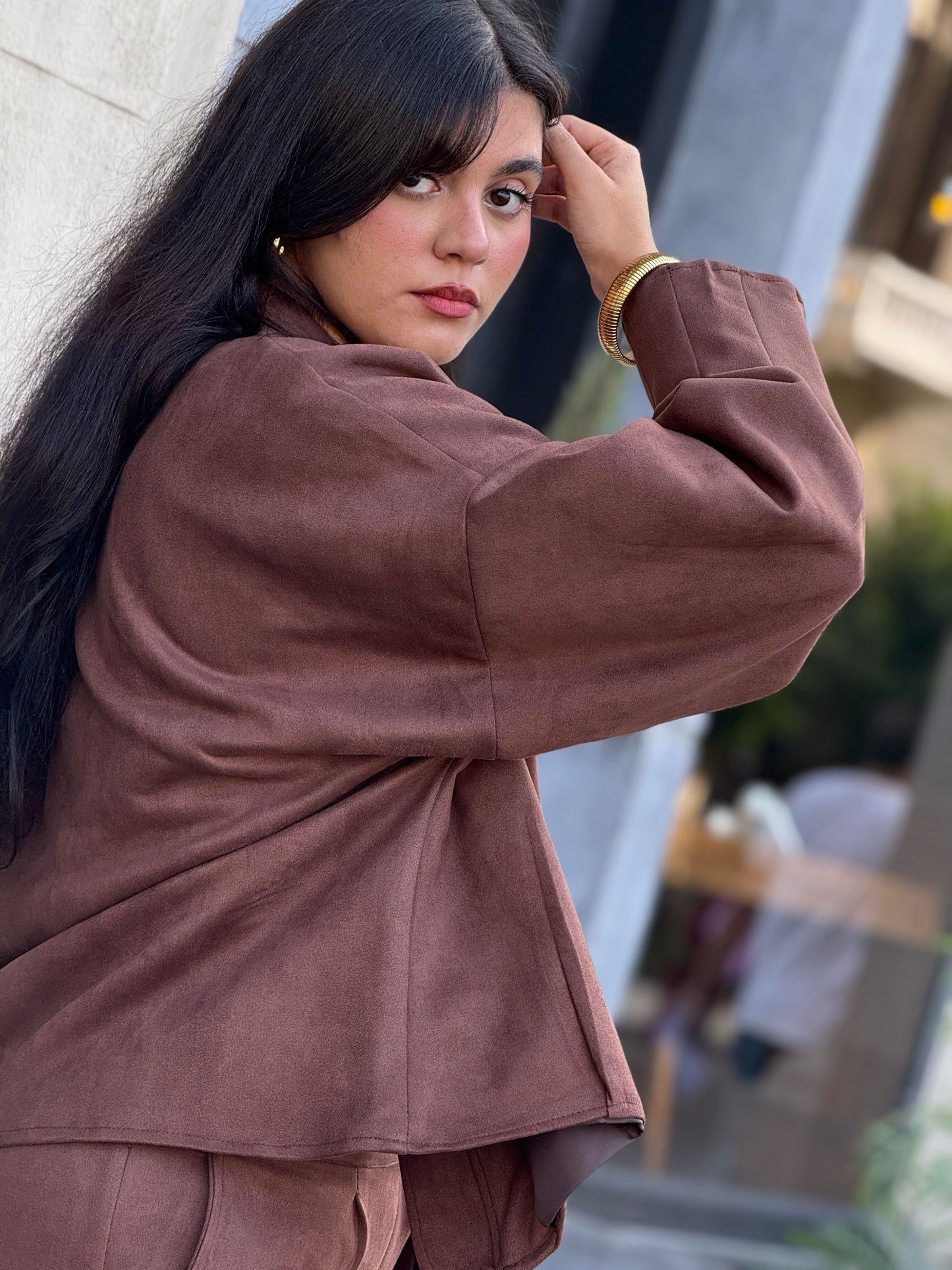 Suede Jacket in chocolate