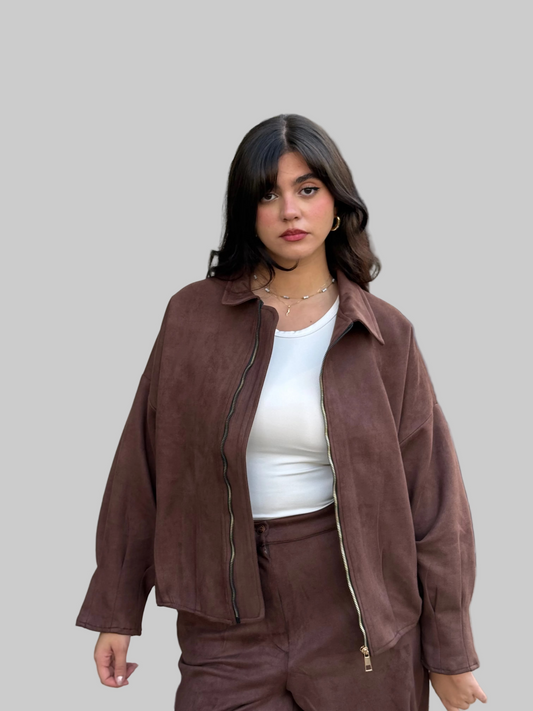 Suede Jacket in chocolate