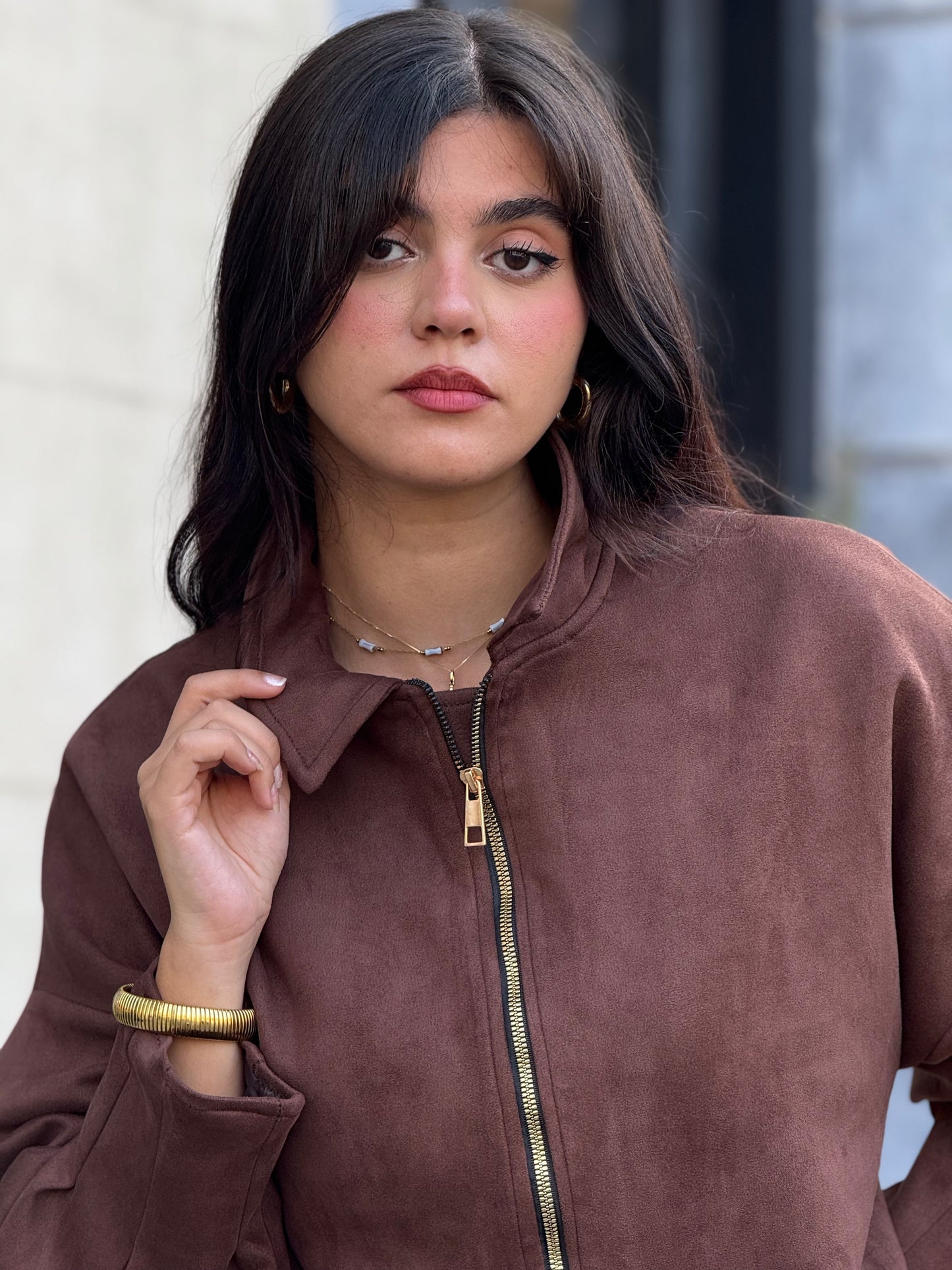 Suede Jacket in chocolate