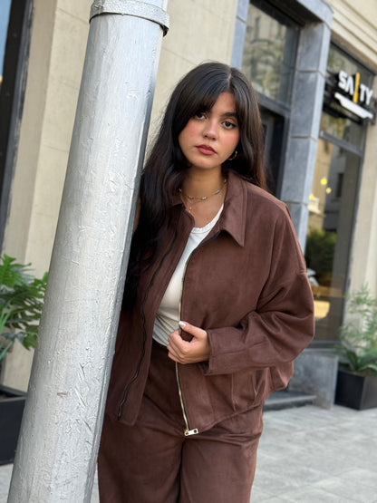 Suede Jacket in chocolate