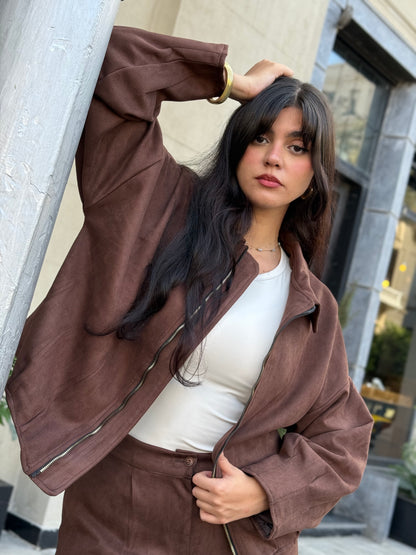 Suede Jacket in chocolate