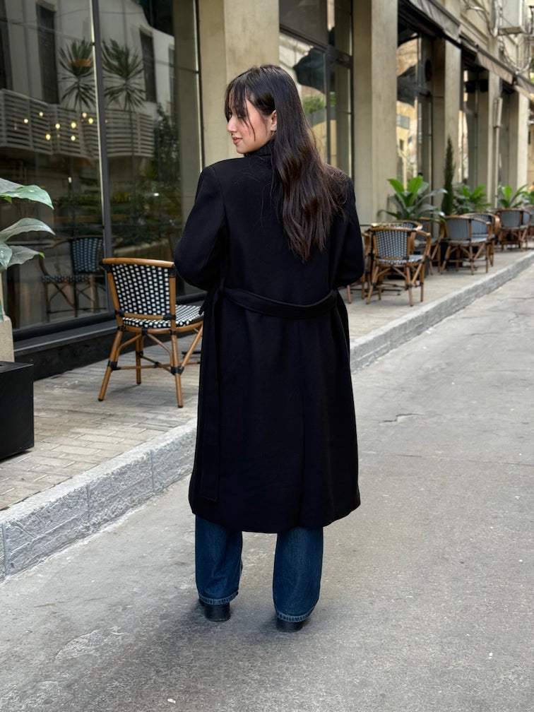 longline smart coat in black