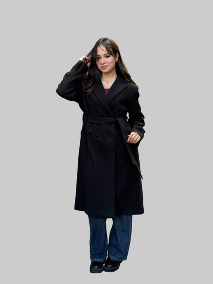 longline smart coat in black